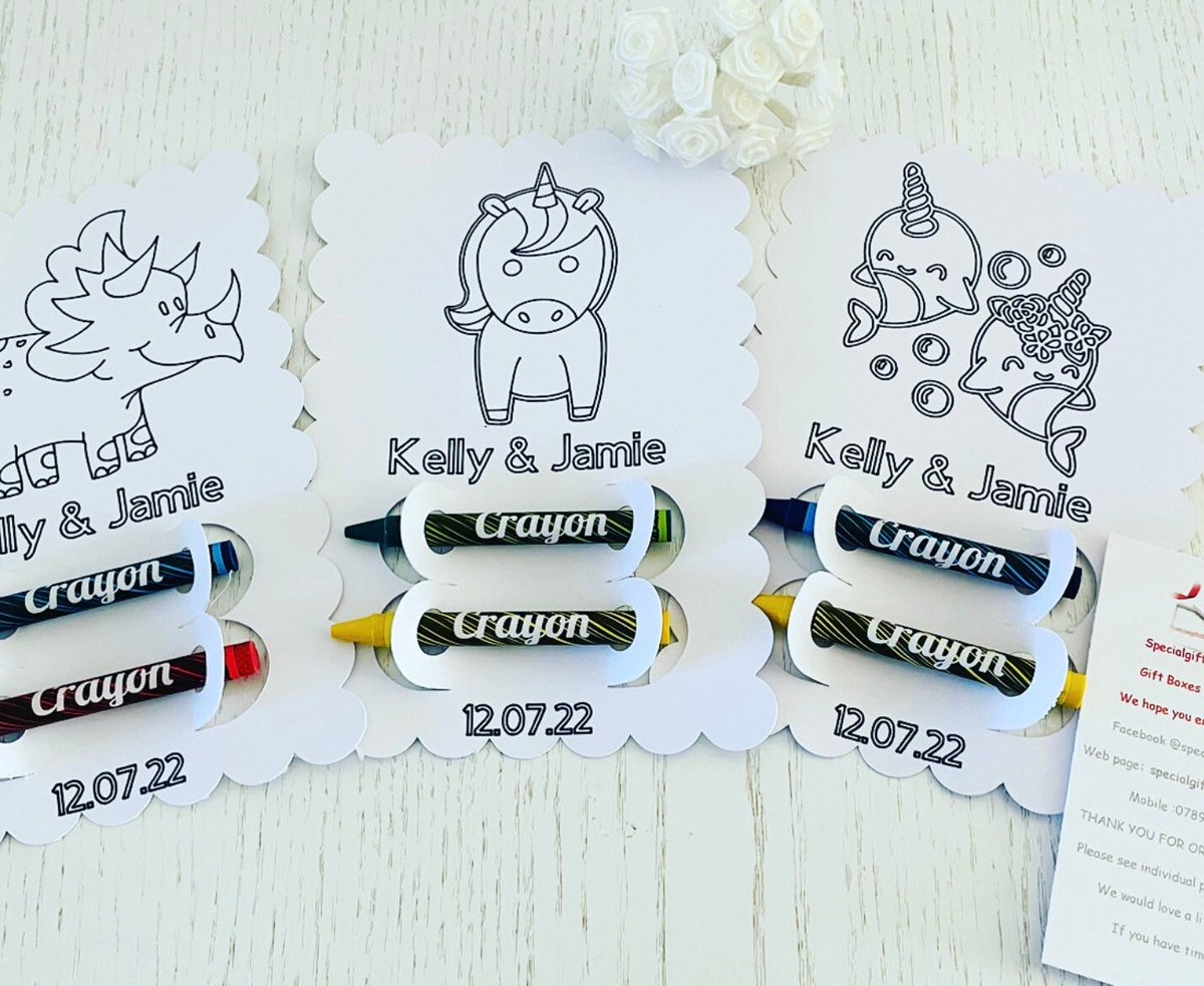 Personalised children’s wedding favours. Wedding colouring for children. Lovely selection of themes. Will kelp to keep the children entertained. ktspecialgifts.etsy.com/listing/125457… #weddingfavours #weddinggifts #tablefavours #childcolouring #personalised #etsy #childgift #etsyfinds