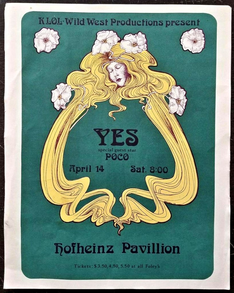 The gorgeous poster for YES's 'Close to the Edge' concert, supported by Poco, at @UHouston's Hofheinz Pavilion on Saturday April 14, 1973. Much more at Forgotten Yesterdays: forgotten-yesterdays.com/dates.asp?qban…