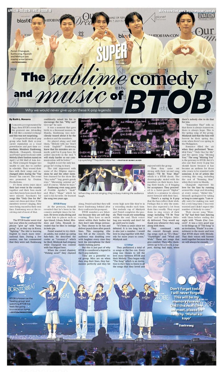 FangirlAsia's tweet photo. Awesome article as we remember BTOB happened only last Sunday. 😊 https://t.co/GjUAJEpmuq