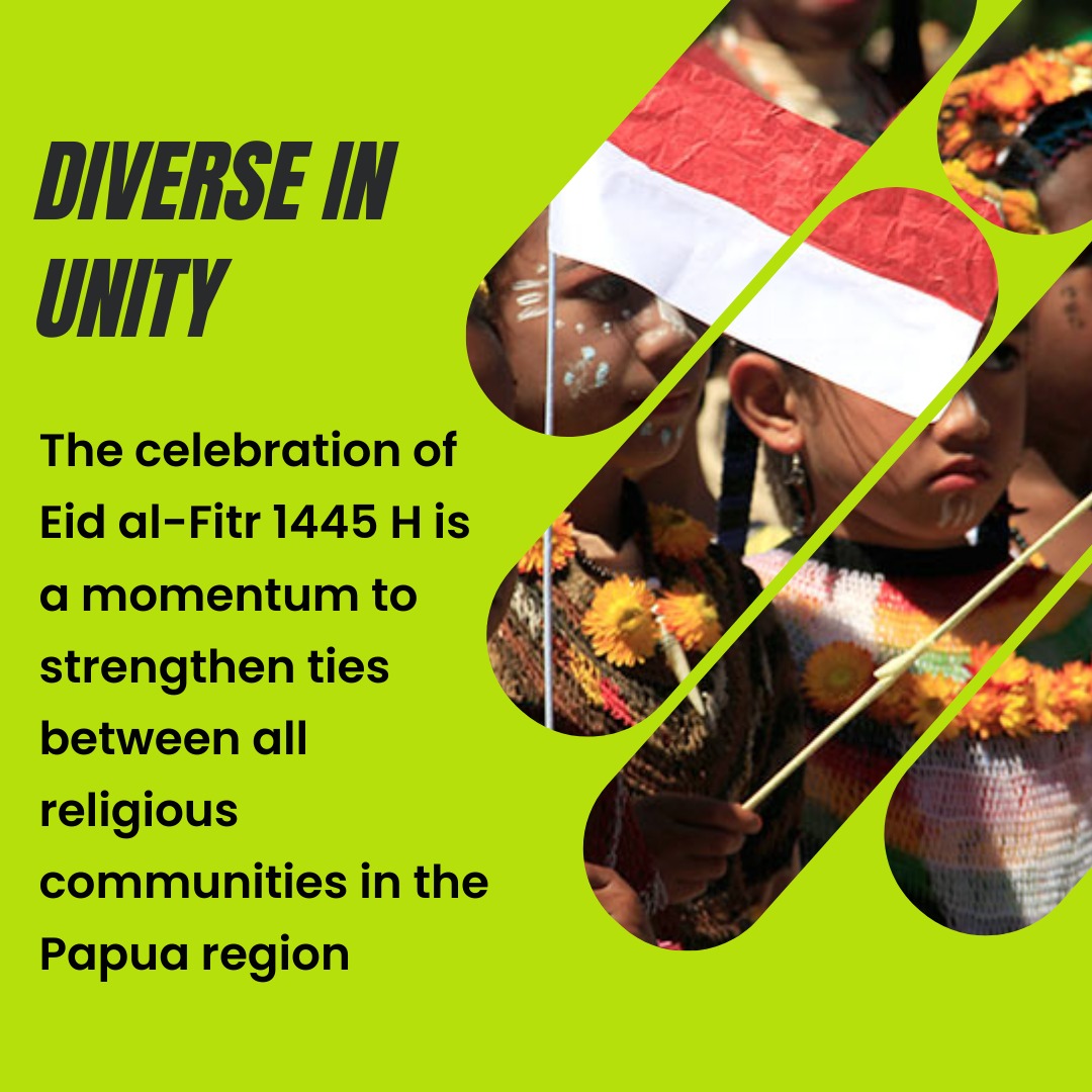 The celebration of Eid al-Fitr 1445 H is a momentum to strengthen ties between all religious communities in the Papua region. 

#Papua #PapuaIndonesia #EidMubarak #PapuaisSafe #PeaceofPapua #UnityinDiversity.