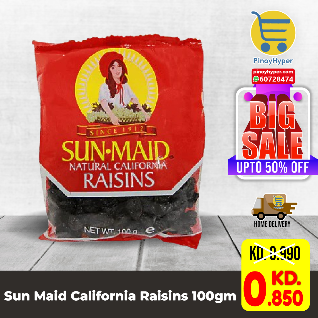 🇰🇼 Big Sale 🇰🇼
🥰Offer for OFW Kuwait 🥰
Delivery All over Kuwait 🚛
Sun Maid California Raisins 100gm
#pinoyhyper #ofw #ofwkuwait #pilipinosakuwait #onlinegrocery #pinoy #philippines #filipino #pilipinas #pinoyfoodie #pinoyfood
#summeroffer
#offer #summer #summersale #sale