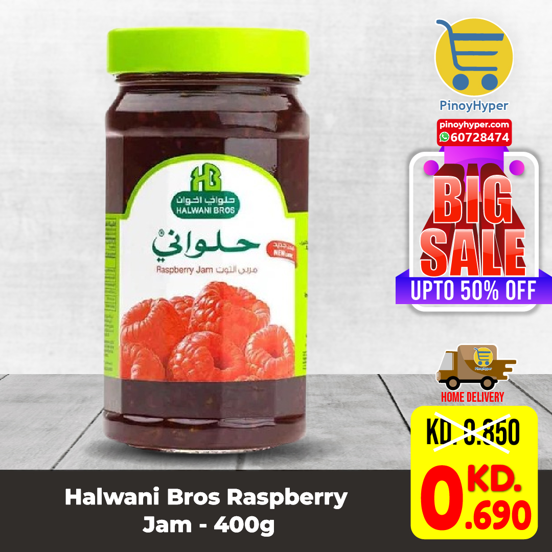 🇰🇼 Big Sale 🇰🇼
🥰Offer for OFW Kuwait 🥰
Delivery All over Kuwait 🚛
Halwani Bros Raspberry Jam - 400g
#pinoyhyper #ofw #ofwkuwait #pilipinosakuwait #onlinegrocery #pinoy #philippines #filipino #pilipinas #pinoyfoodie #pinoyfood
#summeroffer
#offer #summer #summersale #sale