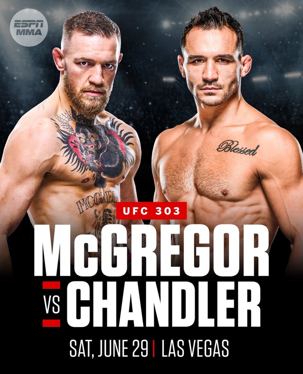 Conor McGregor y Michael Chandler finalmente se verán las caras en #UFC303 el 29 de junio en Las Vegas. Así lo afirmó Dana White, parece que la espera valdrá la pena para Michael.