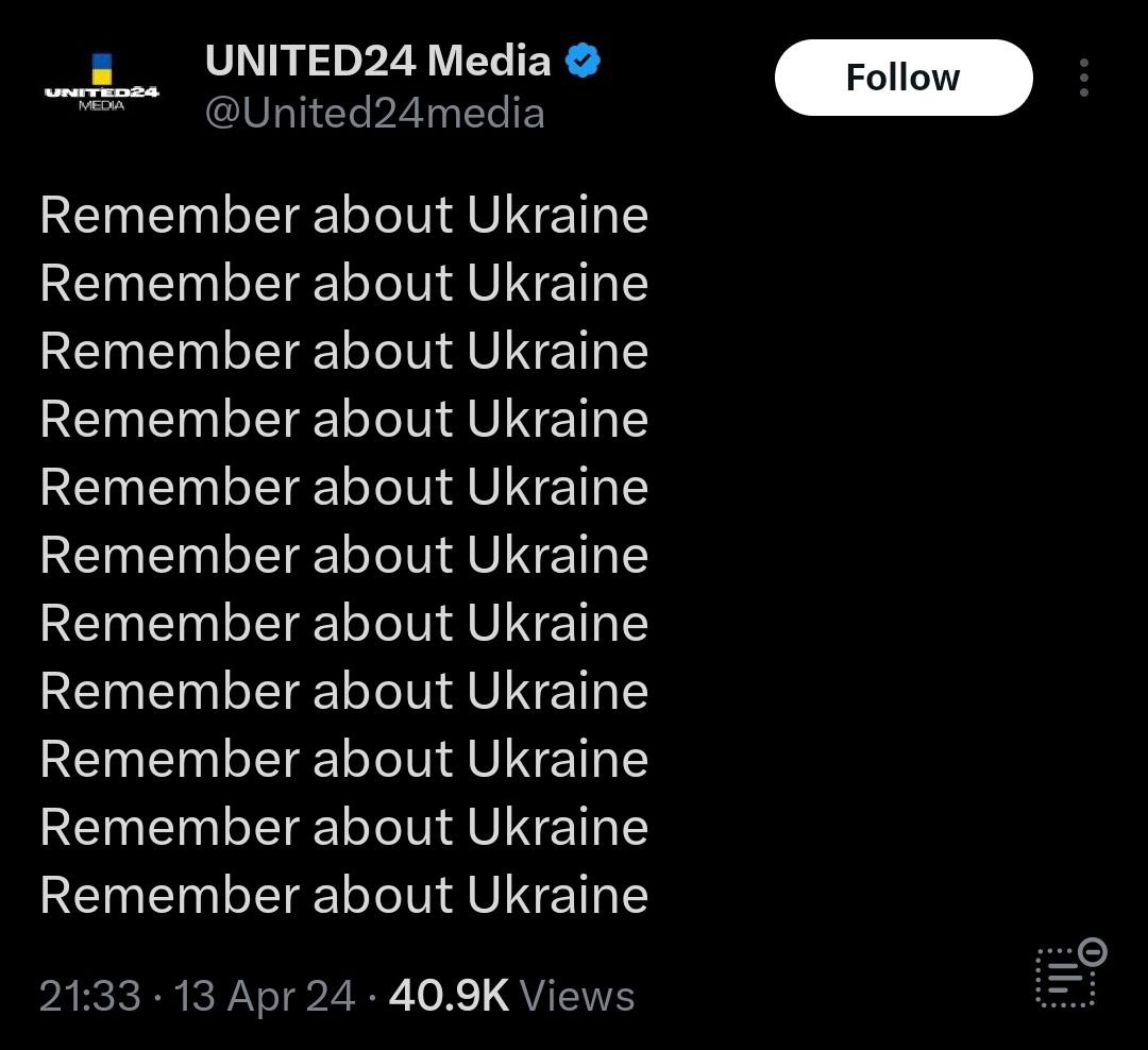 ‼️BREAKING: After speaker Johnson has announced possible provision of more aid to Israel, Zelensky condemned Iran's attack during shabbat because 'no one remembers Ukraine.'