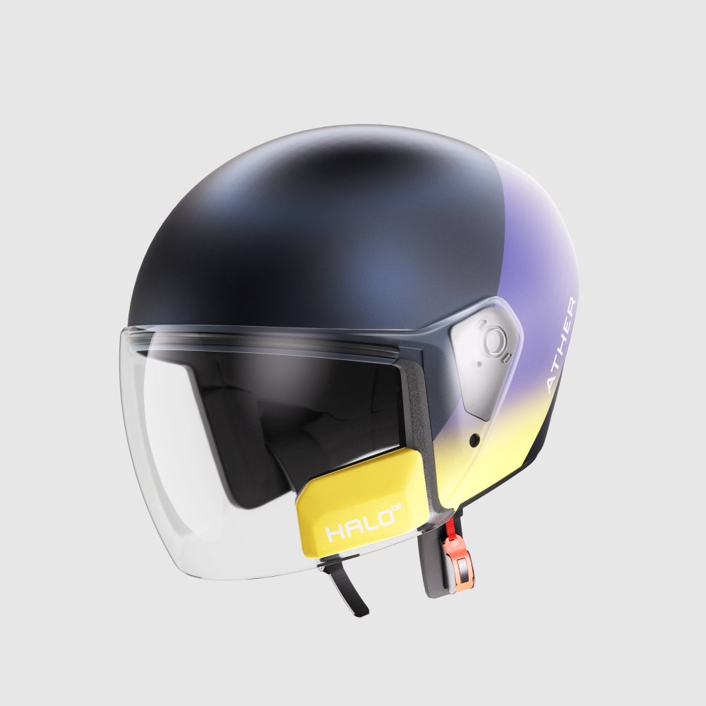 Get a good look at our half face smart helmet, Halo Bit. Here’s what we love about it: - Ather ChitChat, easy communication between rider and pillion - Music sharing - Crisp audio with noise filtration To know more visit shop.atherenergy.com/products/halo-… #Ather #HaloBit #SmartHelmet