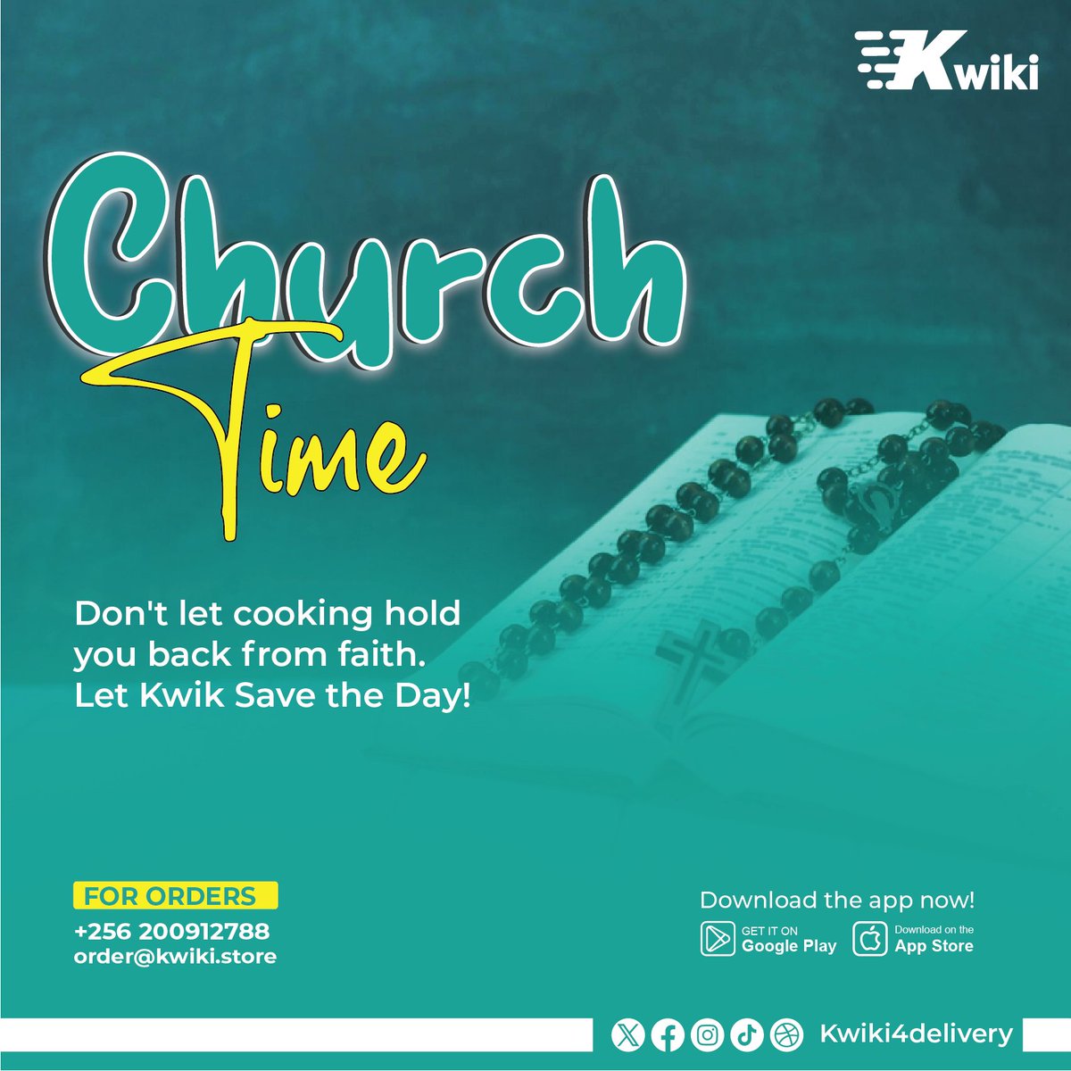 Don't let busy cooking get in the way of your religious practice. Kwiki can save the day!

#kwiki4delivery #kwikidelivery #kwiki #viral #church #happysunday #fypシ #fy #fyp #foryoupage #foryou #goviral #fastdelivery #fooddelivery #alwaysontime #doitquickwithkwiki #itsaweekend