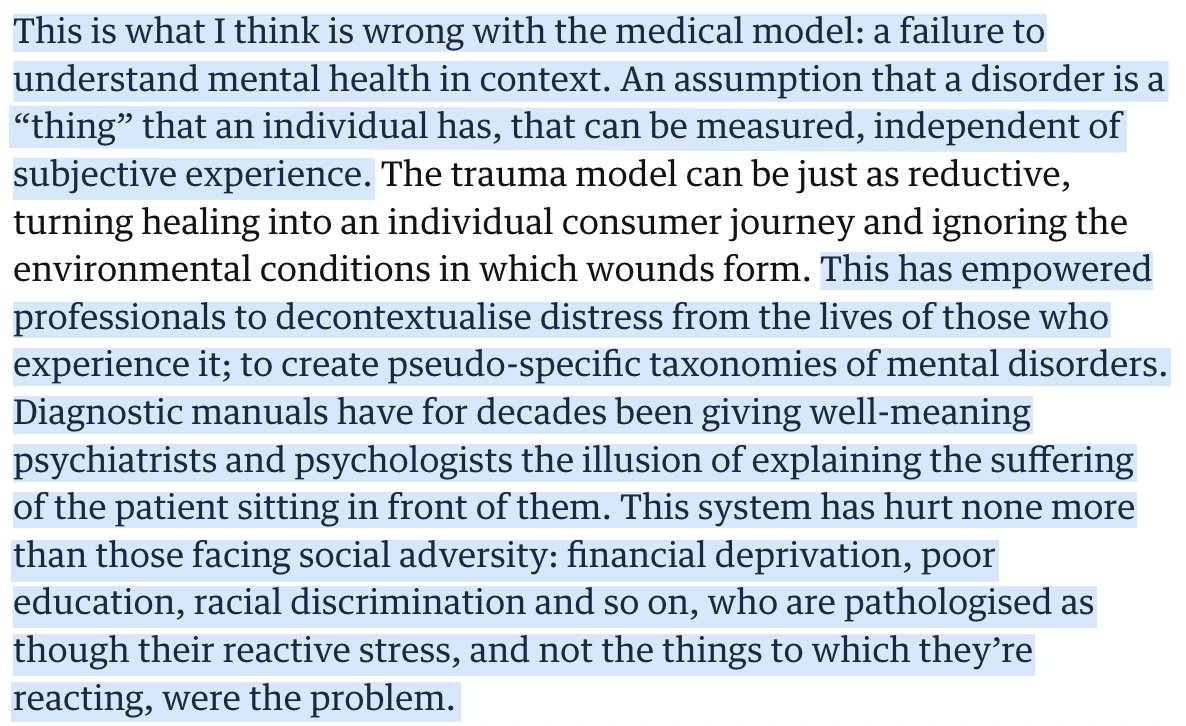 Section from yesterday's really powerful @guardian article, 'I was the poster girl for OCD. Then I began to question everything I’d been told about mental illness.' amp.theguardian.com/society/2024/a…