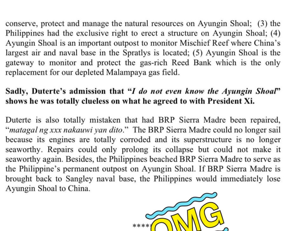 Please read this statement by Ret. Justice Carpio. Notes: • This was the actual status quo: The PH beached the BRP Sierra Madre on Ayungin Shoal in 1999. 3 years before the 2002 Declaration of Conduct. Thus the Philippines had the right to keep the BRP Sierra Madre on…
