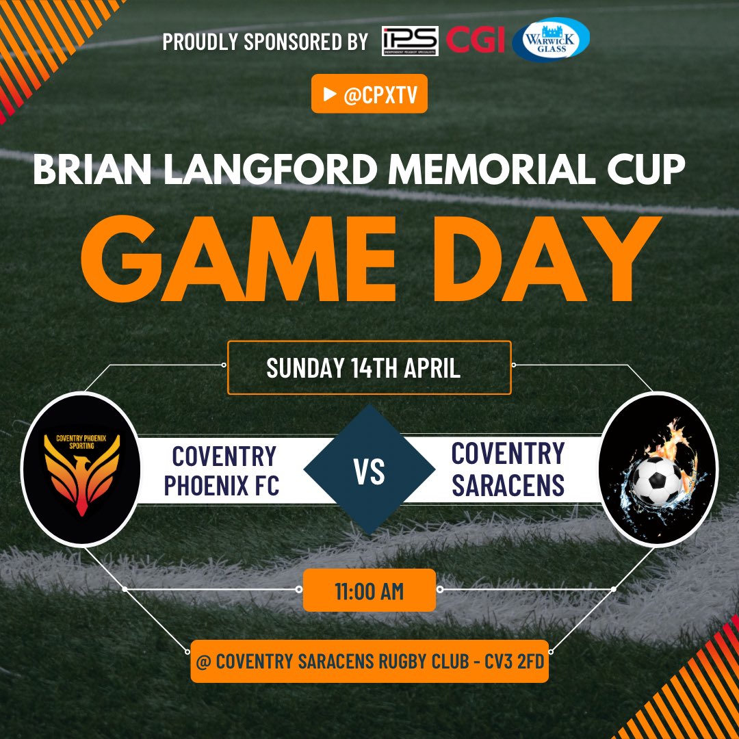 GAME DAY ⚽️

🏆 Brian Langford Memorial Cup 

Cov Phoenix FC vs Coventry Saracens 

We are proudly sponsored by - IPS - Independent Peugeot Specialists - sponsor our Sunday side, delivering fantastic services, repairs and expert knowledge on vehicles.