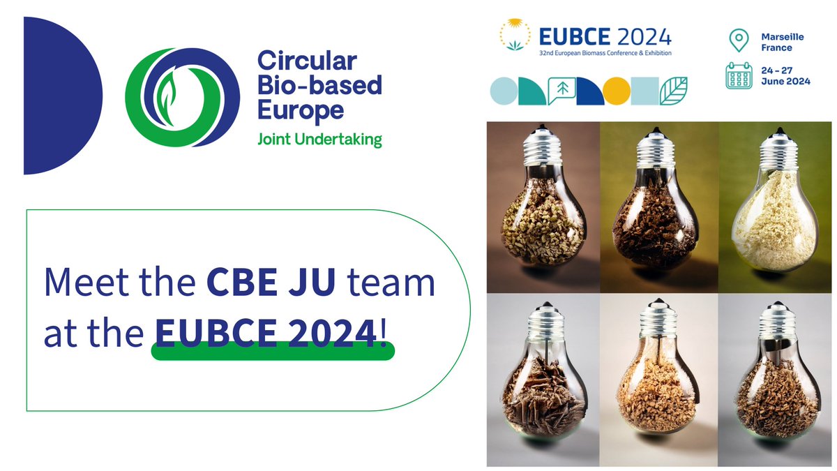 The 32nd @EUBCE conference programme for 24-27 June in Marseille will cover topics from #biomass conversion, resources, #sustainability, and #biobased products, to policy & industry. Meet CBE JU for two sessions in the Industry Track. More: programme.eubce.com