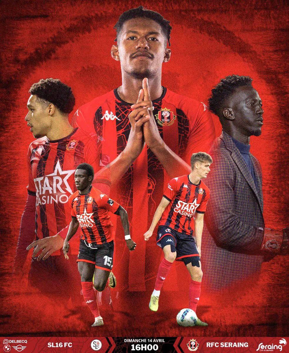 RfcSeraing167's tweet photo. 🔴⚫️ 𝐌𝐀𝐓𝐂𝐇𝐃𝐀𝐘 🔥

🆚 Nos Métallos se rendront en cours d’après-midi à Visé pour y affronter le @SL16_FC !

🏆 Challenger @ProLeagueBE - J29
⏰ 16h00
🏟️ Stade de la Cité de l’Oie
#️⃣ #SL16SER 

🎟️ https://t.co/BehDsDCFdO

𝗔𝗟𝗟𝗘𝗭 𝗦𝗘𝗥𝗔𝗜𝗡𝗚 ❤️🖤 https://t.co/OTTr9N3OeZ