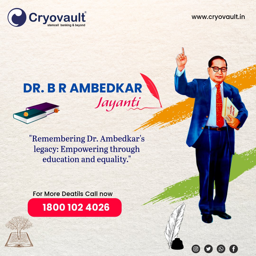 Dr. B R Ambedkar Jayanti 'Remembering Dr. Ambedkar's legacy: Empowering through education and equality.' Visit:- cryovault.in #cryovault #family #cordblood #stemcellbanking #stemcelltreatment #stemcellbanking #india #savestemcellsafterbirth