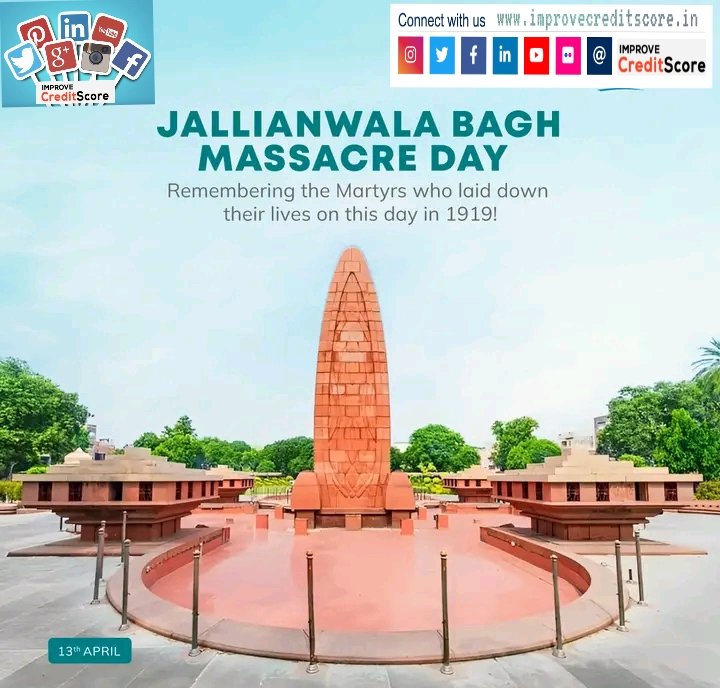 Just Remember the Martyrs of JALLIANWALA BAGH MASSACRE DAY April 13, 2024 जलियांवाला बाग नरसंहार दिवस के शहीदों को याद करें 13 अप्रैल 2024 #Balidan #JallianwalaBagh #JallianwalaBaghMassacre #CIBIL #IncreaseCreditScore