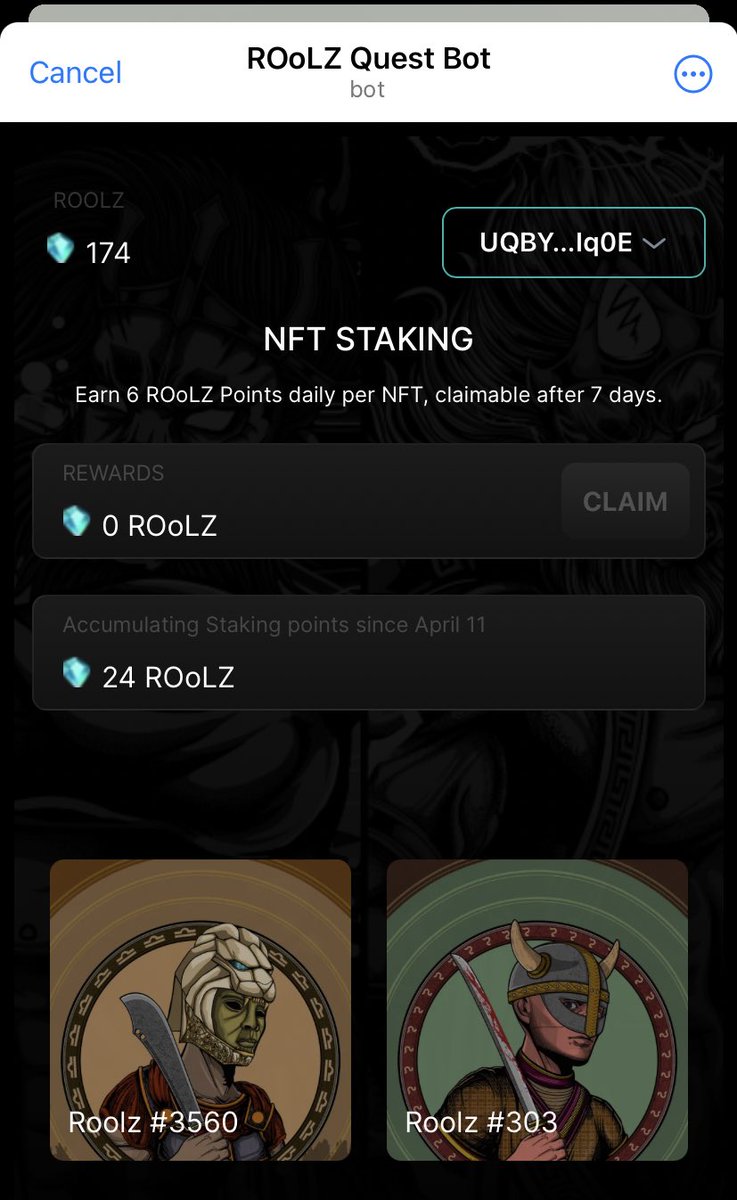 Just claimed my points for staking my #Roolz #Nft You can claim points with the link in the post below💎. #Ton