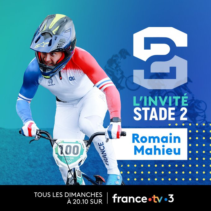 A 20H10 sur France 3, @Romainmahieubmx, champion du monde de BMX race en 2023, est l'invité du magazine #Stade2 avec @cecilegres