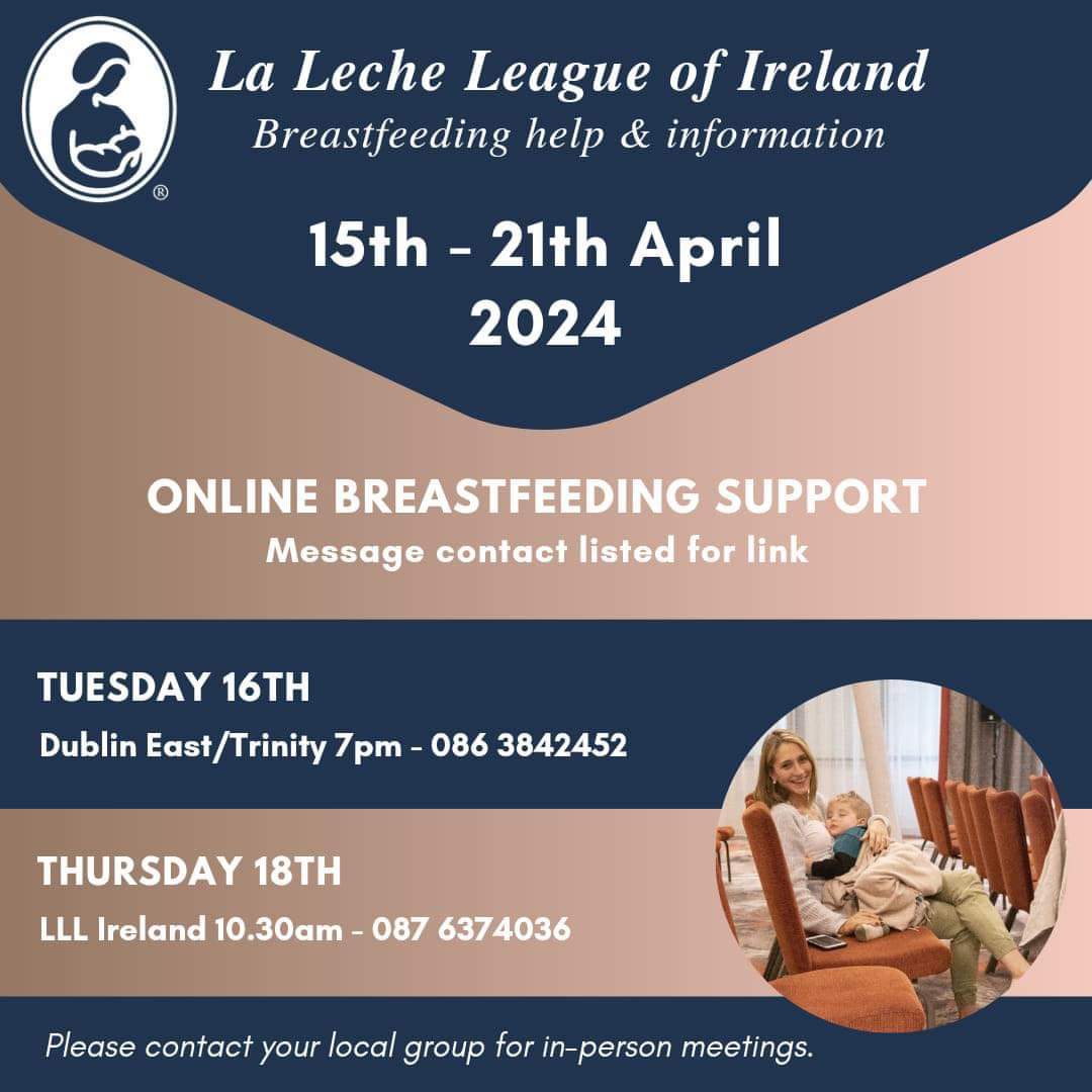 We have two online meetings this week, which anyone in any part of the country can join. Just pop a message onto the contact listed and they will forward you the link to join. ❤️ You can find details of the Group closest to you on our website here: lalecheleagueireland.com/groups/
