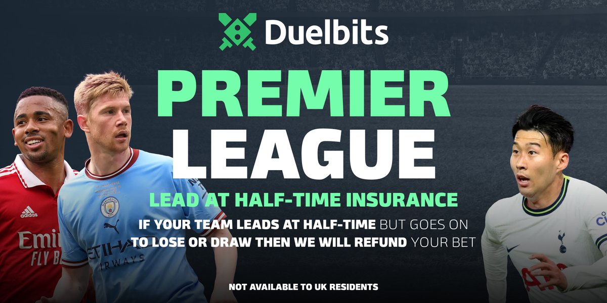 ⚽So much decisive Premier League action on today, both for the title race and European spots...you might look to put a cheeky bet on 👀 🔥With our half-time insurance, if your team leads during the break but doesn't win, we'll refund your bet! duel.bz/halftime