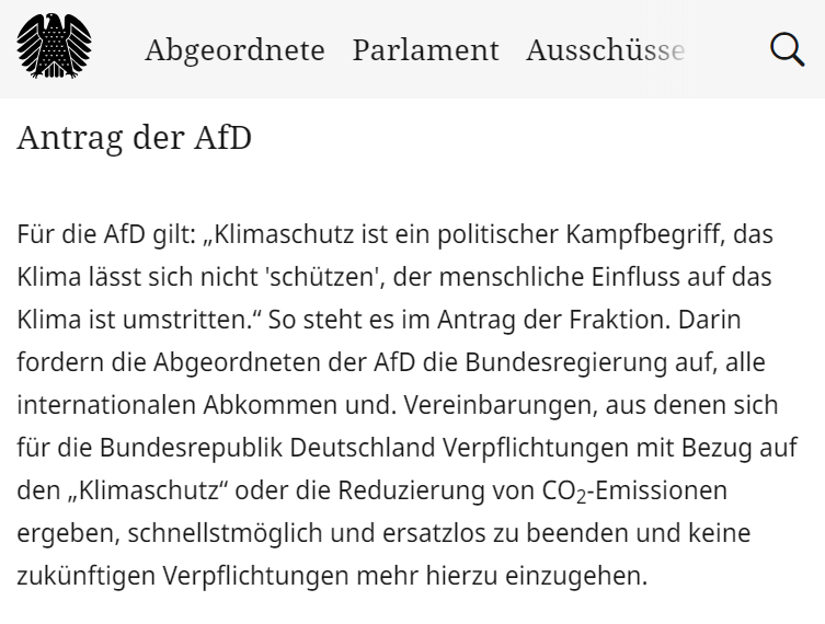 Man muss weder die Ampel noch die Grünen gut finden. Man muss sich nicht für Klimaschutz einsetzen oder dafür auf die Straße gehen. Nicht mal Klimaschutz an sich muss man gut finden, um zu verstehen, dass dieser Antrag der AfD vorsätzlich von der Wand bis zur Tapete gedacht ist.