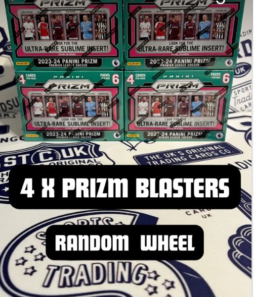 Today at 1600hrs Mystic Lammy spins his random wheel of fortune … join @StephenLambert0 on @Whatnot for a 4 x Prism Blaster #boxbreak #auction with Sports Trading Cards UK Join the show here whatnot.com/s/ywK8McZb