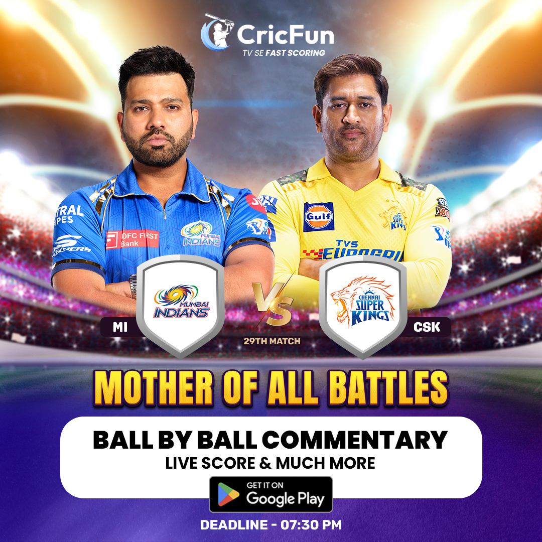 It's time for #ElClasico😎 when the 10-time IPL Champions #MI💙 and #CSK💛 will square off in match 29 of #IPL2024 on Sunday at Wankhede stadium🏟️. Which side will win this staggering battle?⚔️Enjoy this clash with @Cricfun💪. Rush to the #Cricfun app now. #MIvsCSK #RohitSharma