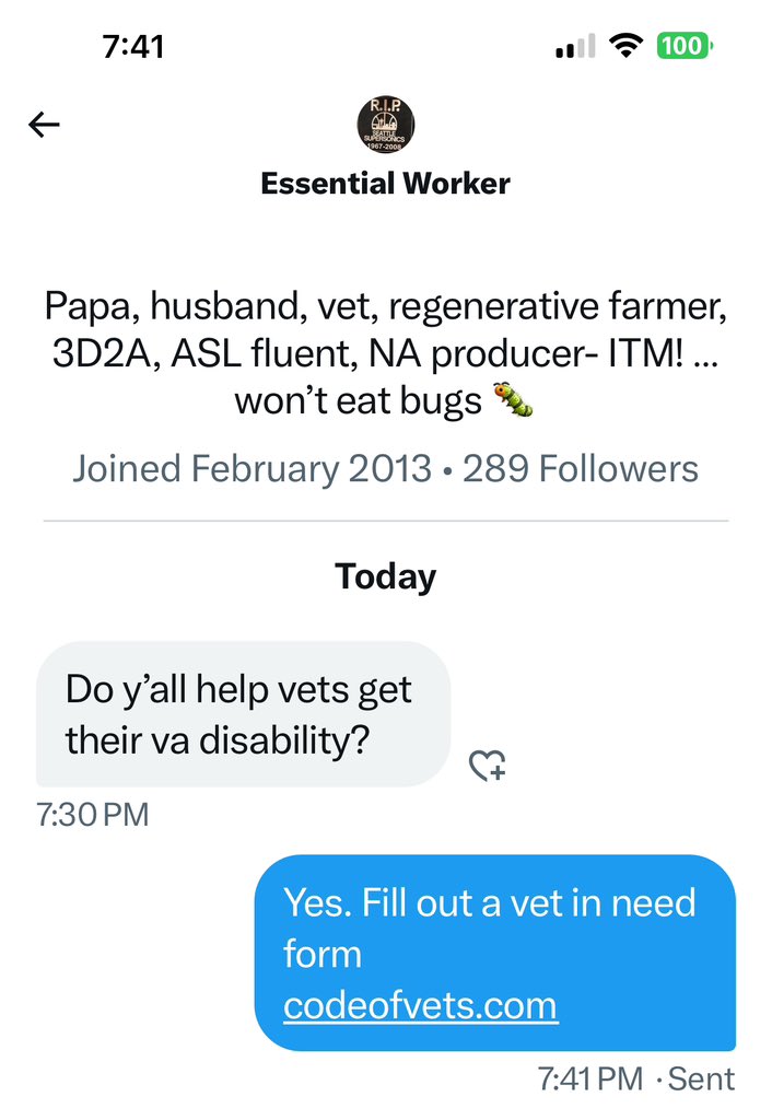 codeofvets's tweet photo. This is what we do. No charge.
#codeofvets https://t.co/agFdH5uFzv