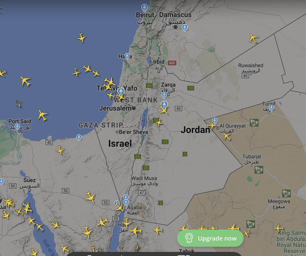 OrenCNN's tweet photo. The airspace over Israel and the area is filling up once again. https://t.co/Epfos2joxE