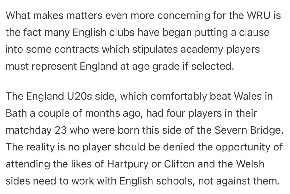 People often have a go at me for trying to frame the raiding of Welsh kids by English clubs as a moral issue, but I’m sorry this (from @Steffan_Thomas1’s new newsletter) is ethically fucked? This is the REAL threat to the integrity of the test game, not Scottish South Africans.