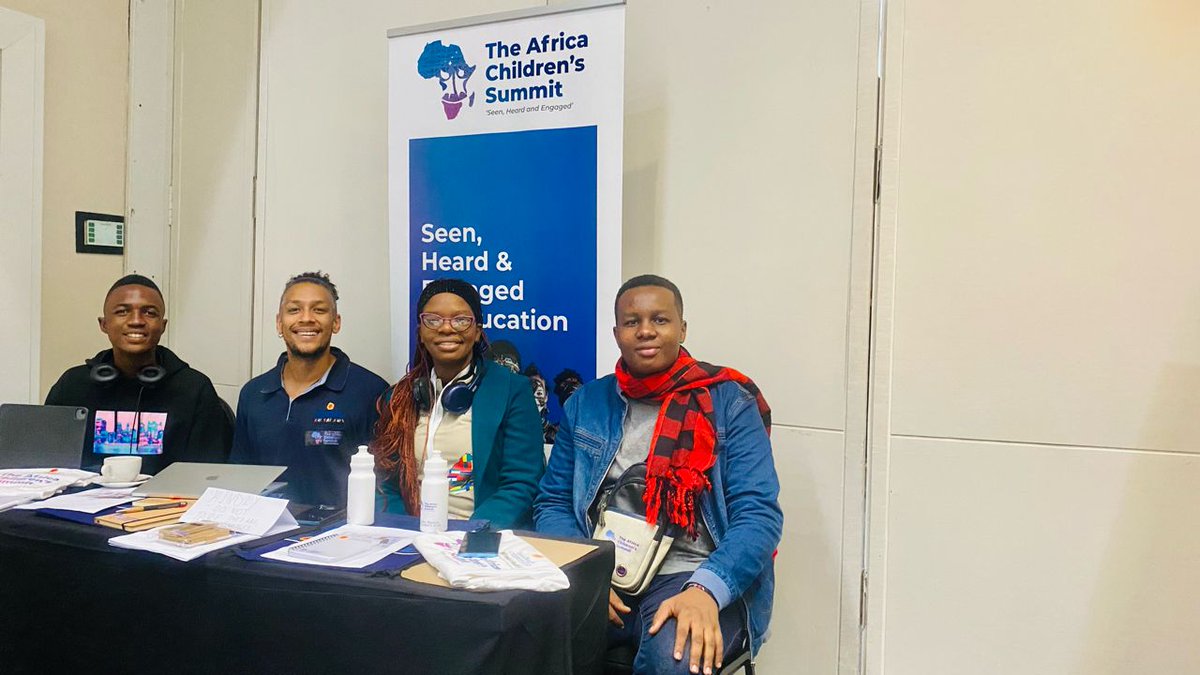 The Chair and former chair of the #AfricanChildrenSummit are present at the @acerwc, please pass by the desk and say Hi and learn more about what is planned in this year's ACS. With them is the host organization @NMCF_SA and a representative of the adult planning committee