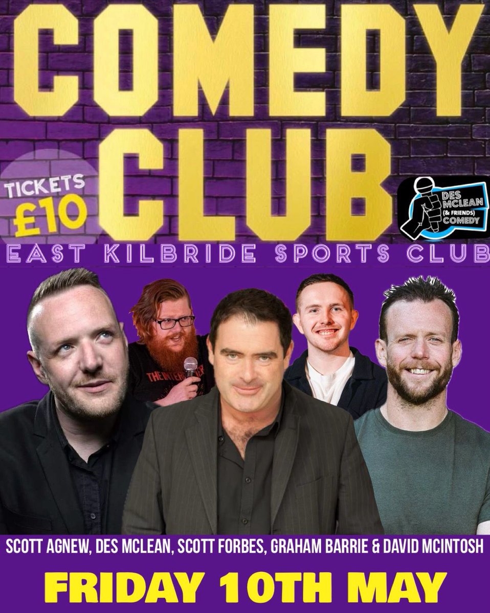 EK COMEDY CLUB FOR MAY ‘NOW ON SALE’‼️ Always an amazing night of comedy for a ‘tenner’🔥 Tix from @EastKilbrideSC or book online seetickets.com/tour/comedy-ni…