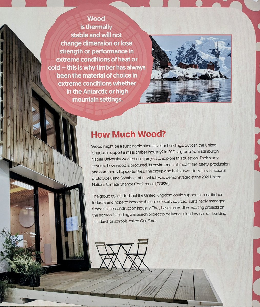 Can the UK support a mass timber industry? A study by @EdinburghNapier and @BE_STbuild concluded it can and should aim to increase the use of locally-sourced, sustainably managed timber in the construction industry. Last day of @EdSciFest exhibit at @NtlMuseumsScot