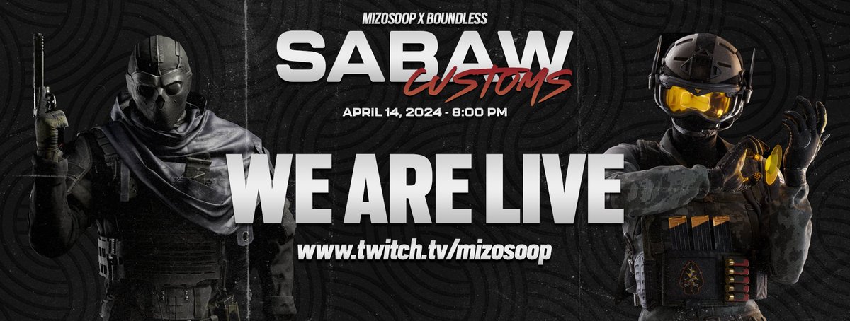 Operators are about to drop some heat onto the stage
Catch the Sabaw Customs over on twitch.tv/Mizosoop
