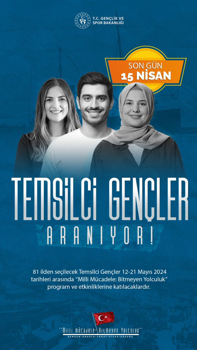 “Temsilci Genç” olmak için SON 1️⃣ gün. 🗓️Son Başvuru Tarihi: 1️⃣5️⃣ Nisan 👉🏻Detaylı Bilgi ve Başvuru için: ghgm.gsb.gov.tr