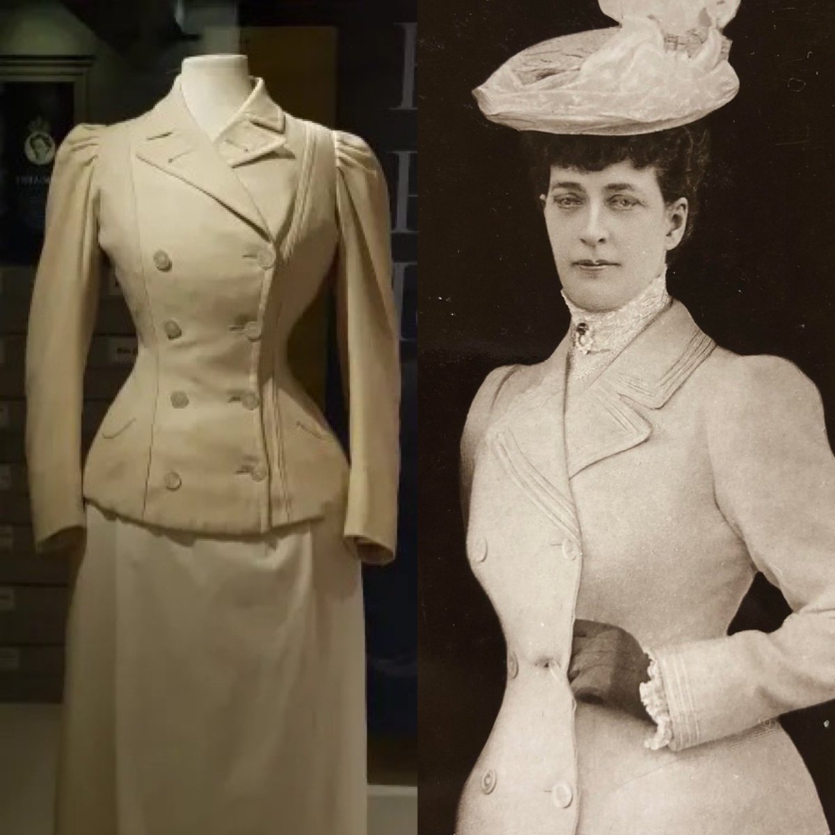 Looking forward to giving a talk today for the Totnes Fashion & Textile Museum about ways royal women have used dress as a part of image making. Queen Alexandra popularised the wearing of garments such as these, by one of her favourite tailors Vernon, early 1900s @Fashion_Museum