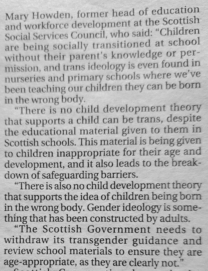 .@MaryHowden said there was no child development theory which supported the idea of a trans child. This is an adult construct ⬇️ @ladymcbeth2