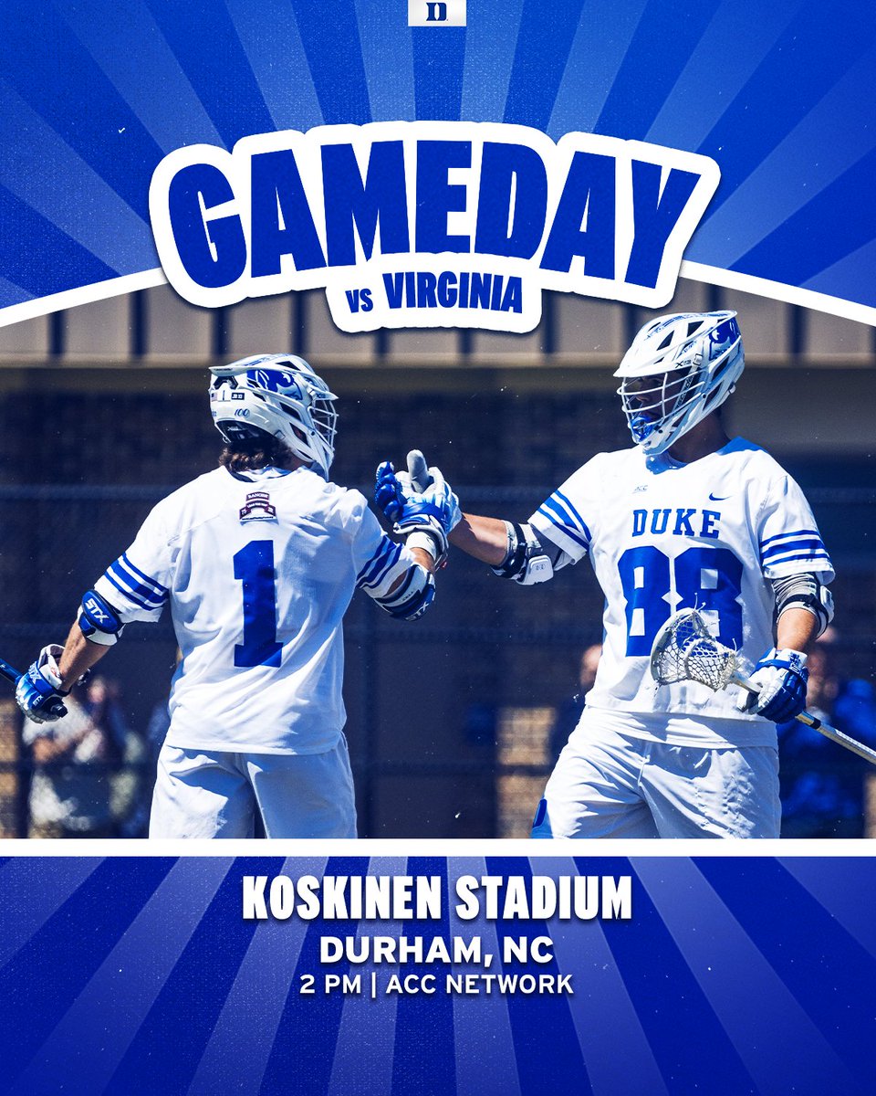 No. 2 vs. No. 3. ACC rivals. Here we go. 😈 🎟️ goduke.us/3SeIjNv 📺 es.pn/3VTn1s7 📊 goduke.us/MLAXLiveStats 📄 goduke.us/3xHntPT #GoDuke