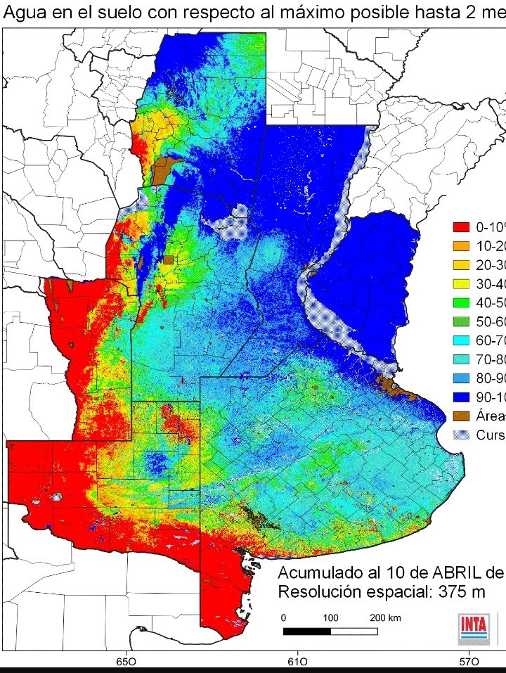 #Agua2m #SEPA_INTA <a href="/intaargentina/">INTA</a> 
Así habría empezado la semana con 🌧 q estamos transitando💪🏽

Completaría recarga en varias zonas, y hasta algo #NapaCera

Aumentaría el área apta para doble cultivo💪🏽

MIDAN #Agua2m y DECIDAN🧐

#AgroAdaptativo 🔵🟢🔴