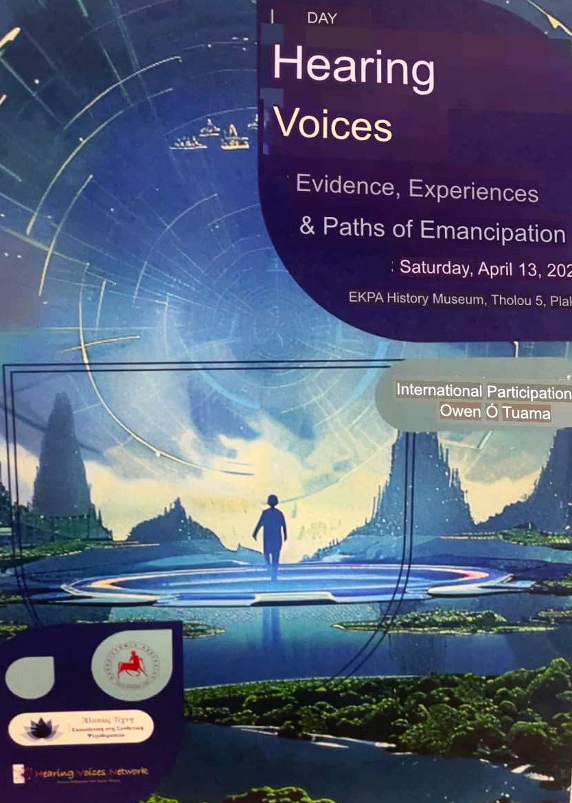 HVNI Chairperson Owen O'Thuma and Vice Chair Harry Gijbels attended the Hearing Voices Conference in Athens this weekend, where Owen was one of the keynote speakers. They were Joined by UCC's Lydia Sapouna. There was a great turnout, and Owen's talk was very well received.
