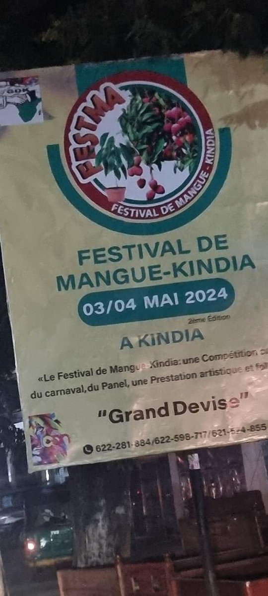 Ce festival devrait être soutenu par les autorités locales et en faire un rendez-vous annuel incontournable pour la dynamisation de la ville et bien encore. J’ai vu et je partage car cela pourrait bien aider 🥹 Les ressortissants de Kindia, n’hésitez pas d’aider si vous pouvez