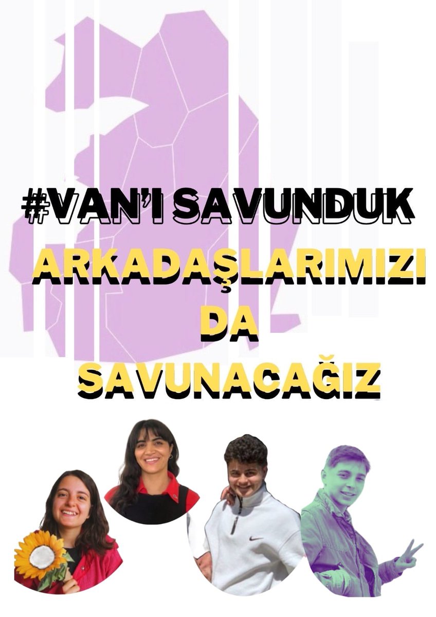 Van'da gasp edilen halk iradesine sahip çıktıkları için tutuklanan arkadaşlarımız Sedanur Uğur, Sibel Örkmez, Muhammet Orhan ve Umut Polat için özgürlük istiyoruz!

Van nasıl geri alındıysa, arkadaşlarımızı da aynı şekilde geri alacağız!

#VanıSavundukArkadaşlarımızıdaSavunacağız