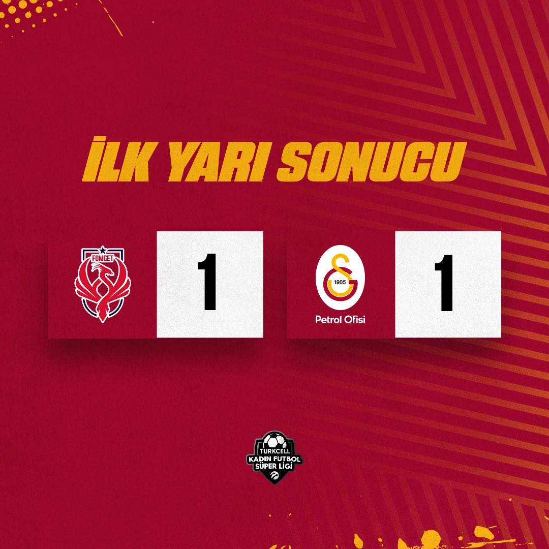İlk yarı sonucu: Ankara Büyükşehir Bld. Fomget G.S.K. 1-1 Galatasaray @petrolofisi ⚽️ 45+1' Arzu Karabulut