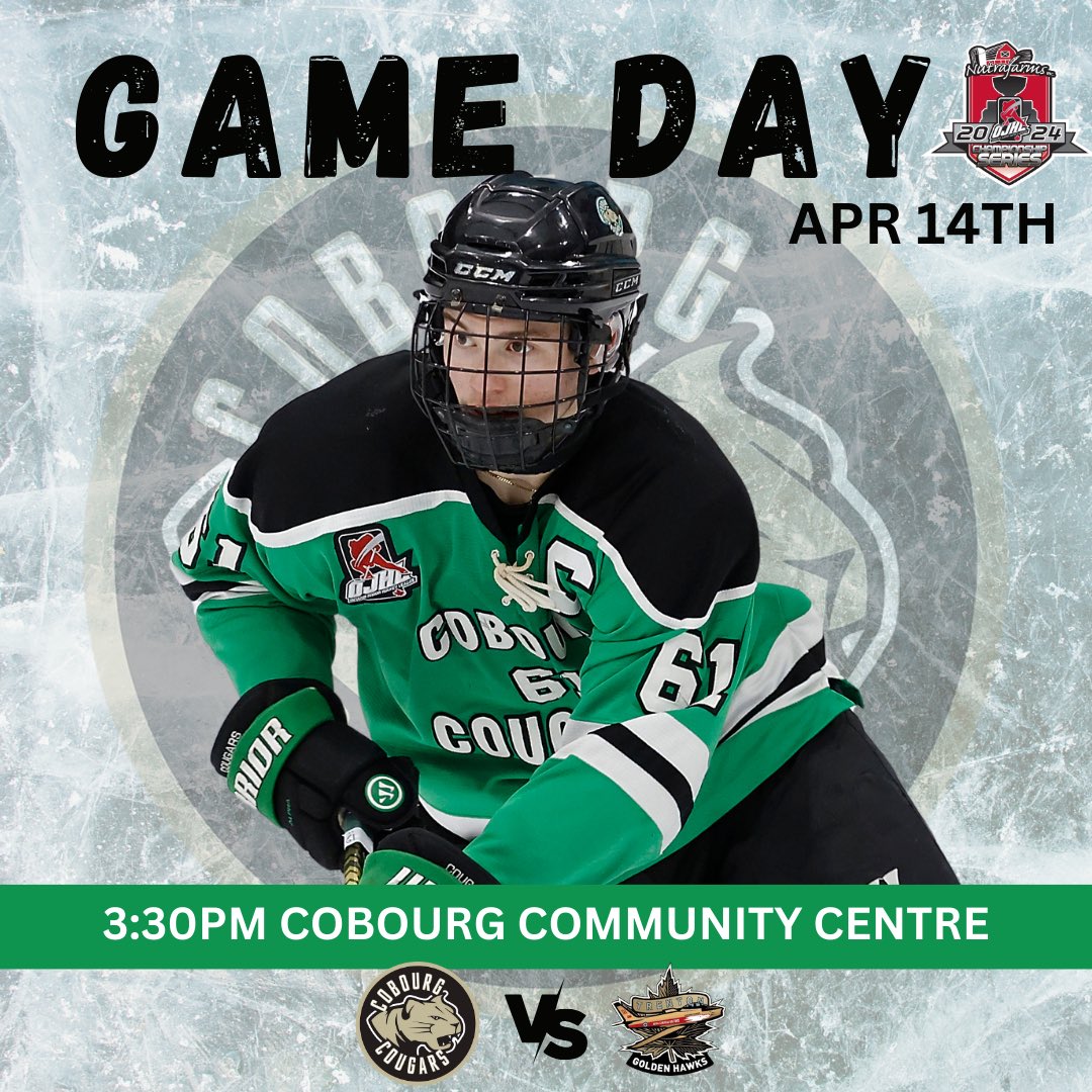🚨 IT’S PLAYOFF GAME DAY🚨 Today is Game 6️⃣! Puck drops at 3:30pm as we faceoff against the Trenton Golden Hawks. 🎟️: online + at the box office 🧑‍🧒‍🧒: Kids 12 Yrs & under in Free with a jersey & accompanied by an adult. LET’S GO! #DotheROAR #CougarCounty 📸 OJHL images