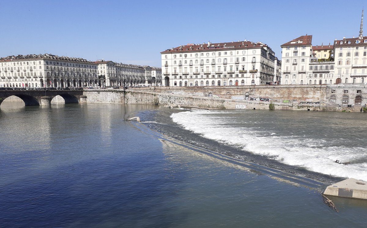 Iconic riverscape for film buffs, but no minis crossing the weir in Turin today.