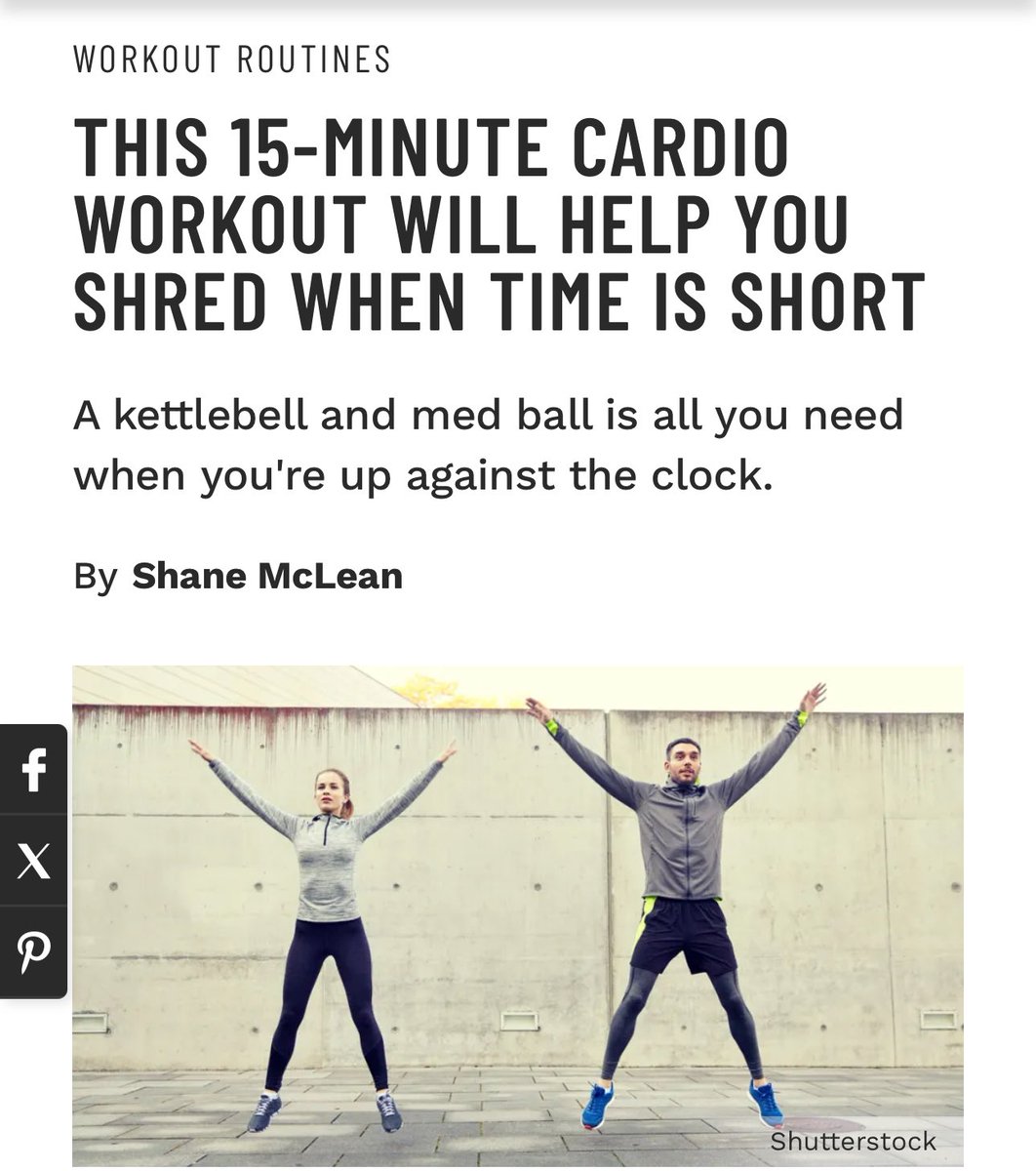 THIS 15-MINUTE CARDIO WORKOUT WILL HELP YOU SHRED WHEN TIME IS SHORT A kettlebell and med ball is all you need when you're up against the clock. By Shane McLean Read Article: muscleandfitness.com #cardio #cardioworkouts