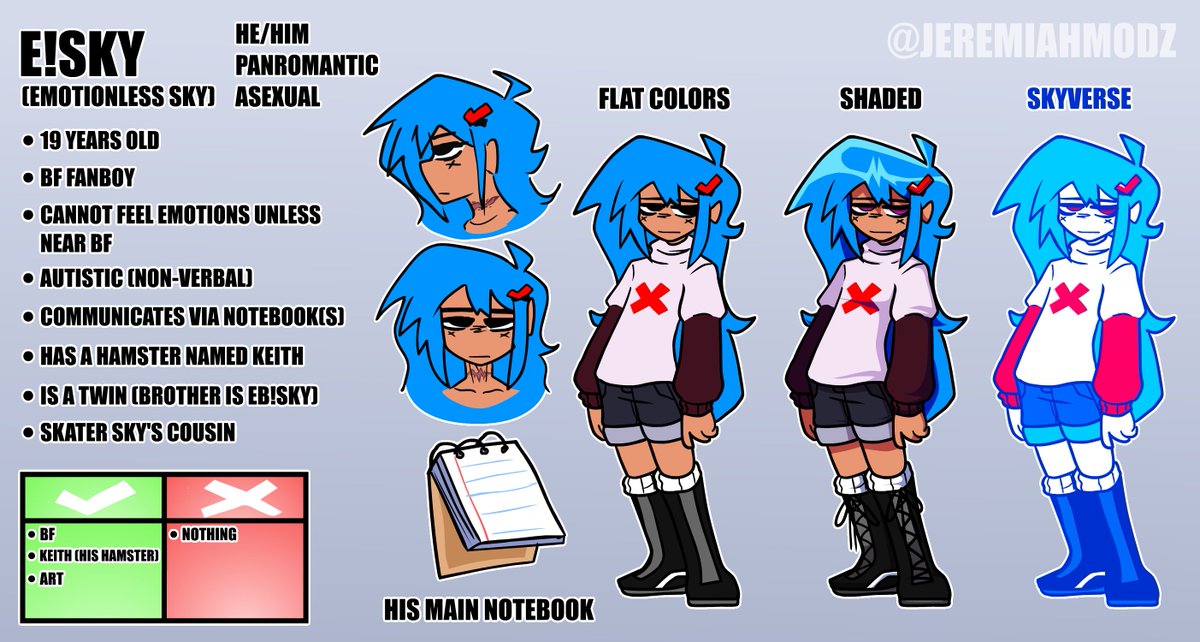 New E!sky reference sheet! He's finally done cooking. #fnf #skyverse