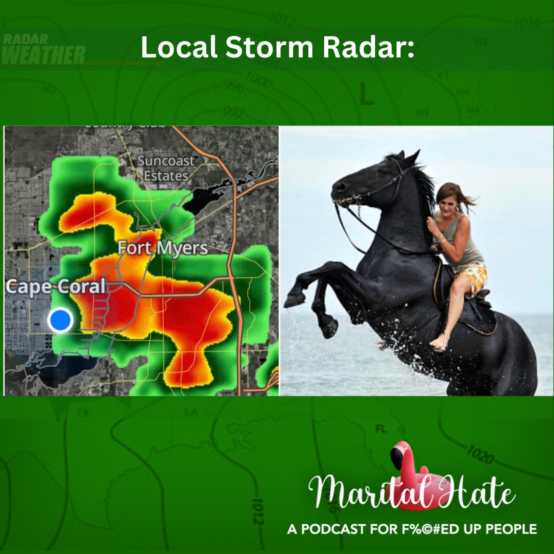 How's the weather by you?  #weatherart #wearetheweather #MaritalHate #weather #weatherforecast #horse #riding #MaritalHate
#WeatherRadarFun #PodcastPromotion
#PodcastAlert #LoveHurricanes
#MaritalThunder #PodcastEngagement
#HeartstormWarnings #MarriageUnderTheRadar