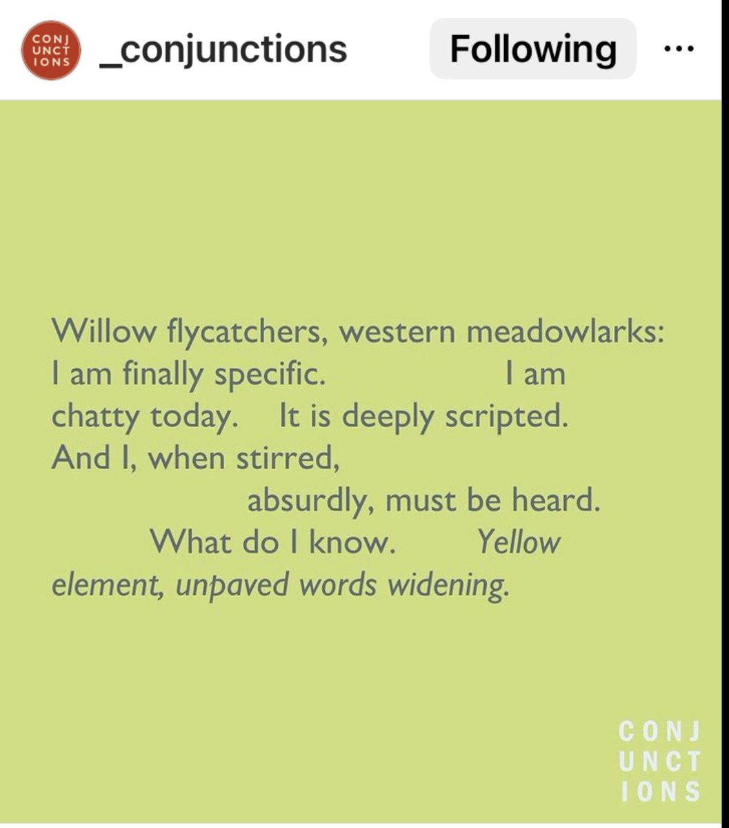 Thanks <a href="/_conjunctions/">Conjunctions</a> Conjunctions for sharing this artwork and stanza on Insta a while back! Link to the full poem: conjunctions.com/online/article…