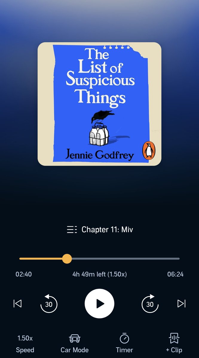 V late to the party, but I knew I wanted to listen to The List of Suspicious Things by @jennieg_author & had to wait for my credit. Absolutely loving it so far — it's always SO satisfying when the hype is real!