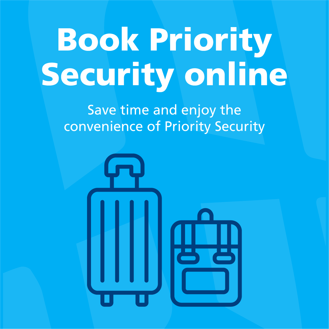 In a hurry? ⏰ Although we strive to achieve as short a security wait time as possible, purchase priority security, and you’ll be sure to breeze through to the departure lounge no matter what time of day. Book online: bit.ly/3v7zeyx