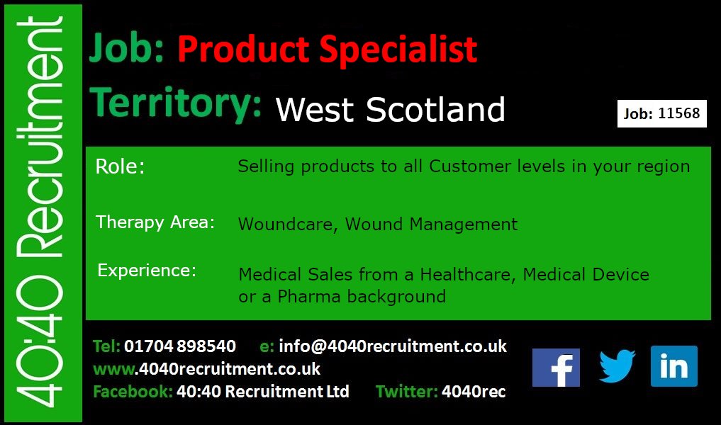 REF: 11568 Territory Sales Representative: WEST OF SCOTLAND . Details can be viewed at: zurl.co/5AiJ   #medicalsales #healthcaresales #territorymanager #salesjobs #territorysalesmanager #medicalsalesrep #medicalsales #Scotland #Glasgow #WestofScotland