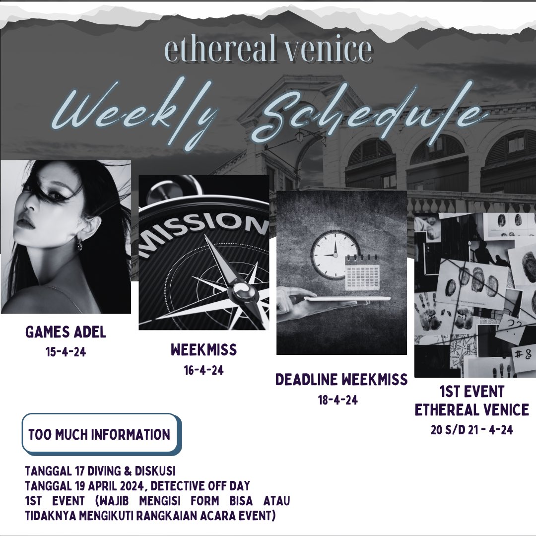 EtherealVenice's tweet photo. ㅤ  
ㅤ  ㅤ         𝟑𝐑𝐃 𝐖𝐄𝐄𝐊 𝐒𝐂𝐇𝐄𝐃𝐔𝐋𝐄.
︎︎ https://t.co/3oMeZ8qqVh